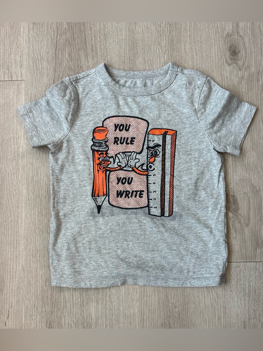 Gap Kids Boys XS Heather Gray "You Rule, You Write" Graphic Tee